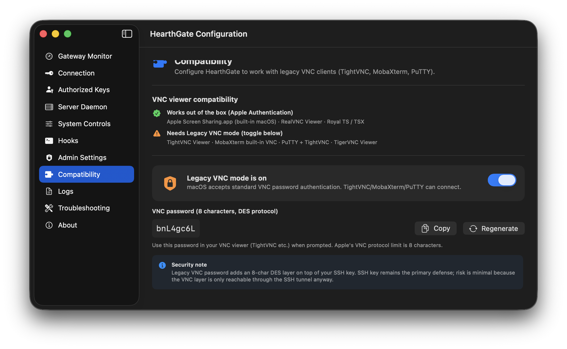 MobaXterm (Windows) step 3: Legacy VNC password
