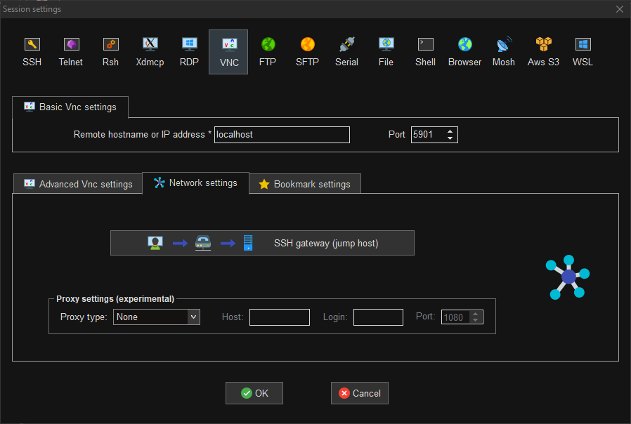 MobaXterm (Windows) step 6: Use MobaXterm as the VNC viewer