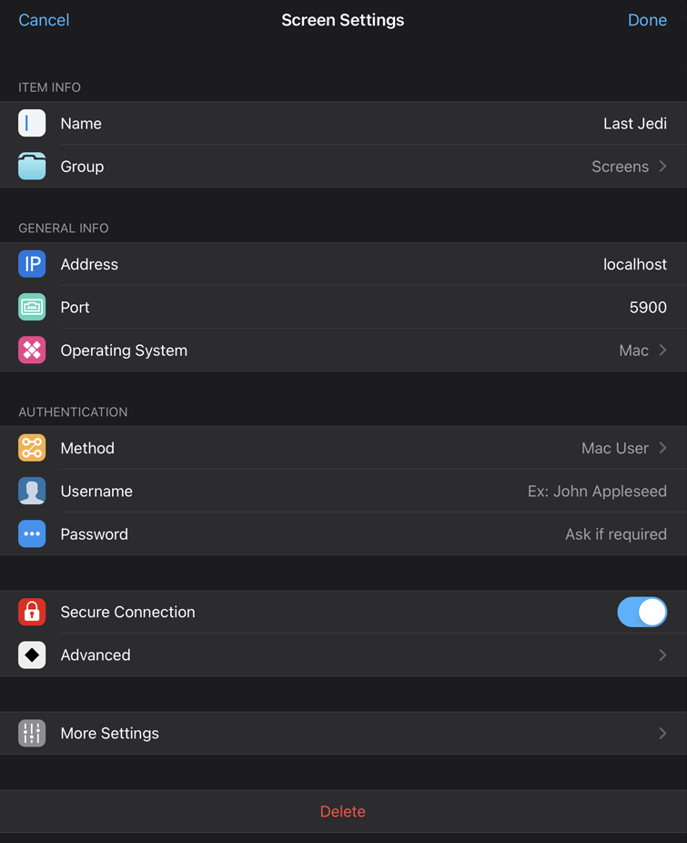 Screens (iOS) step 1: Create or edit a saved screen