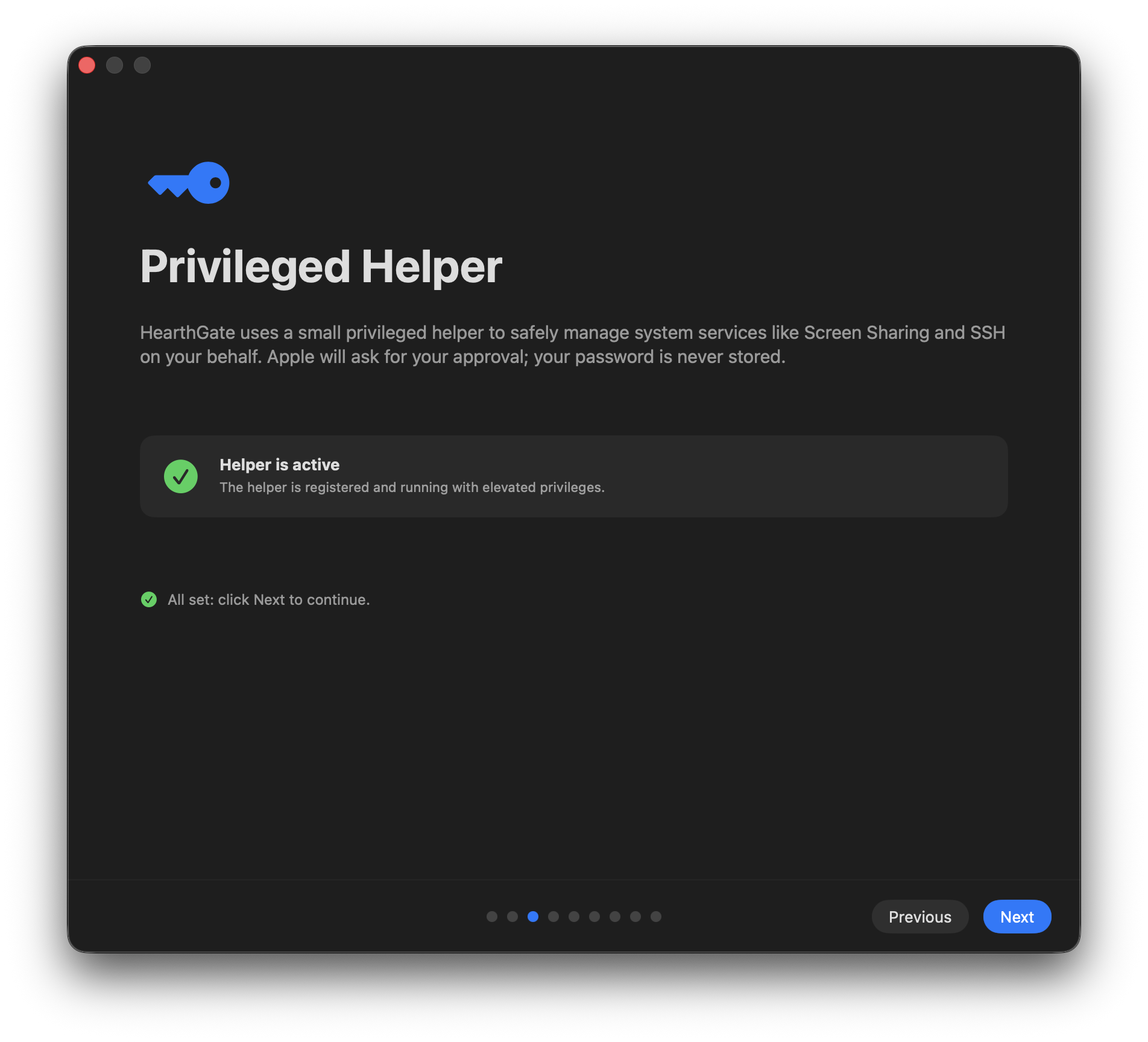 Installation step 3: Confirm the privileged helper