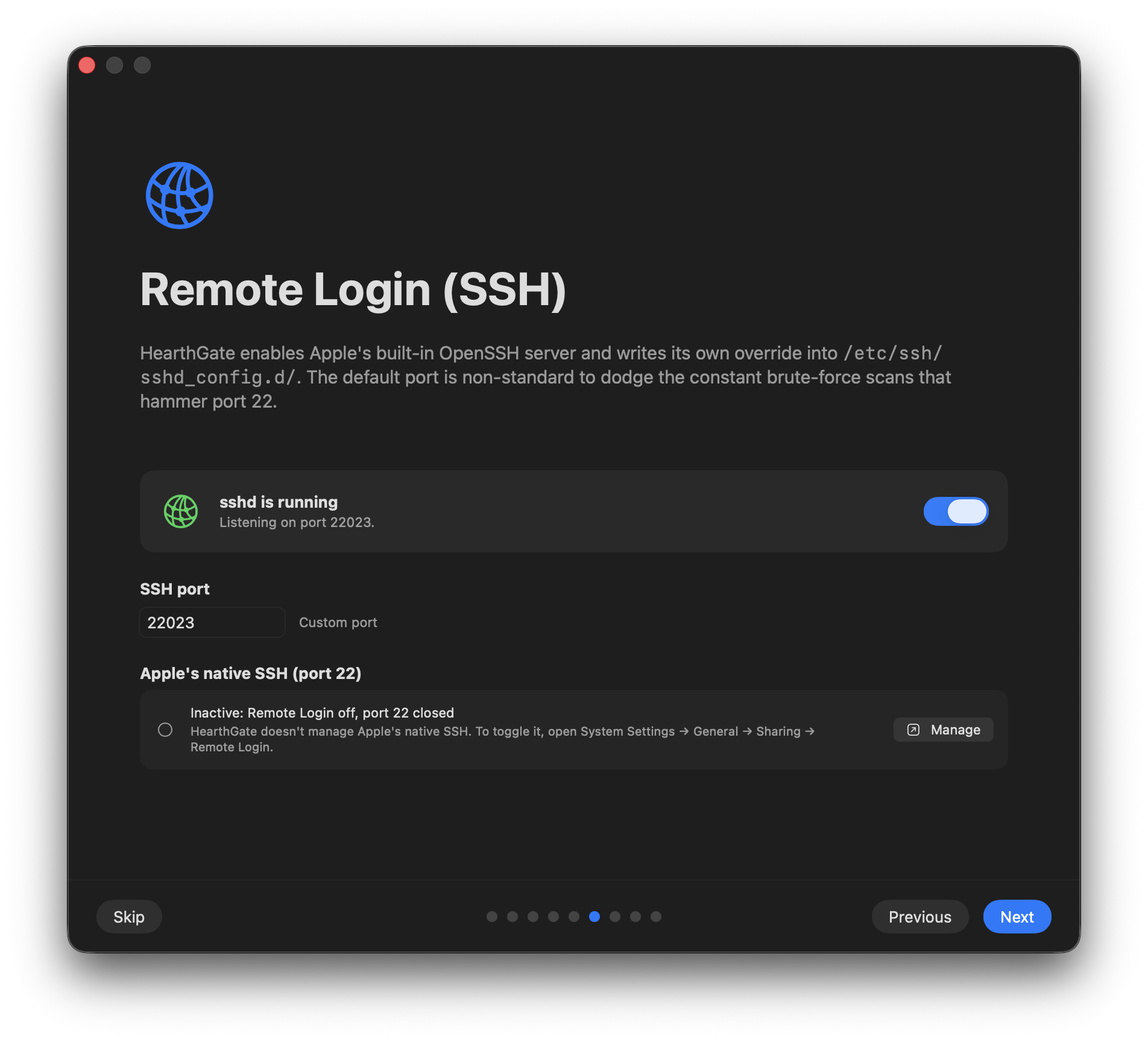 Installation step 6: Enable Remote Login over SSH