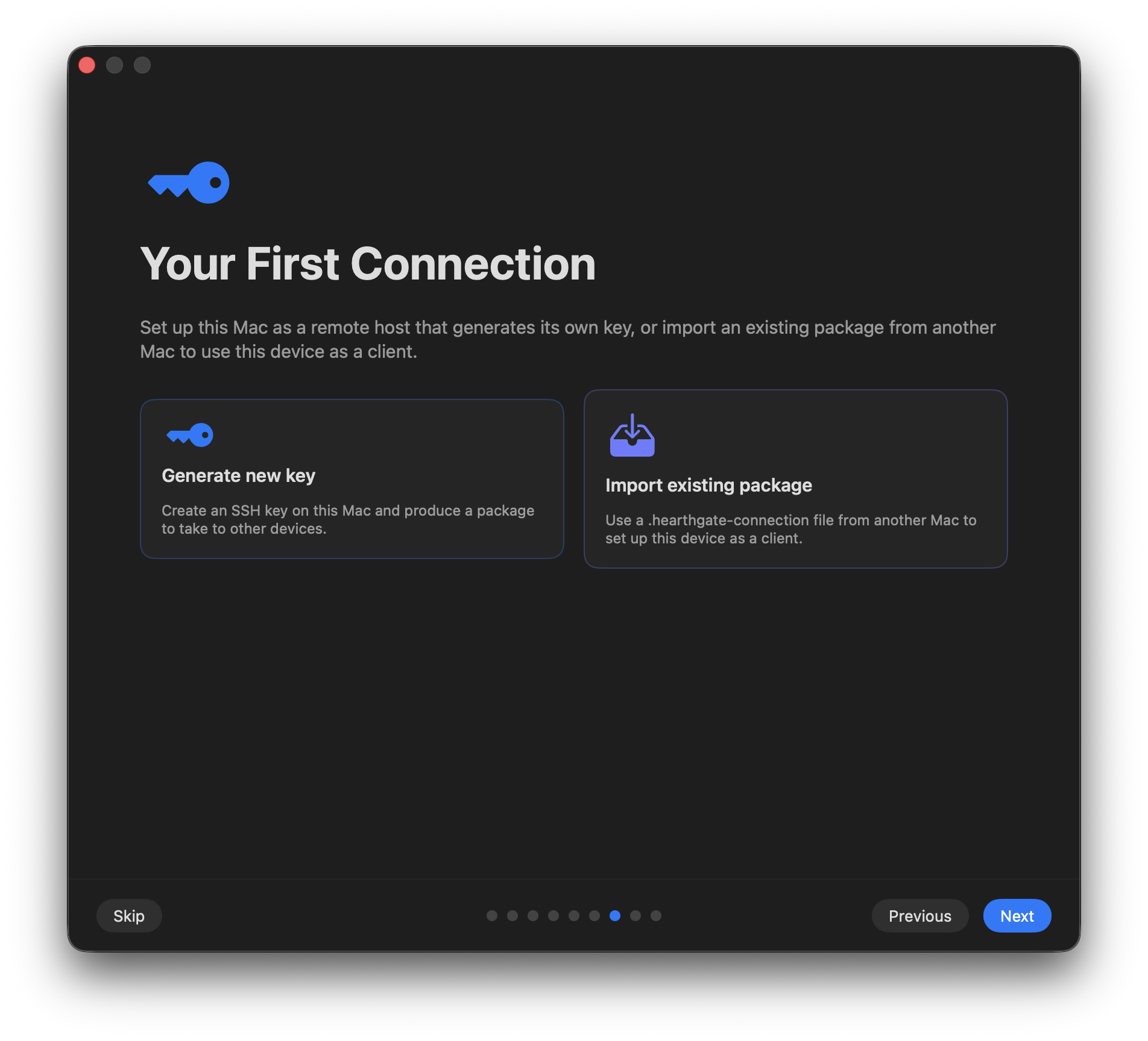 Installation step 7: Create the first connection