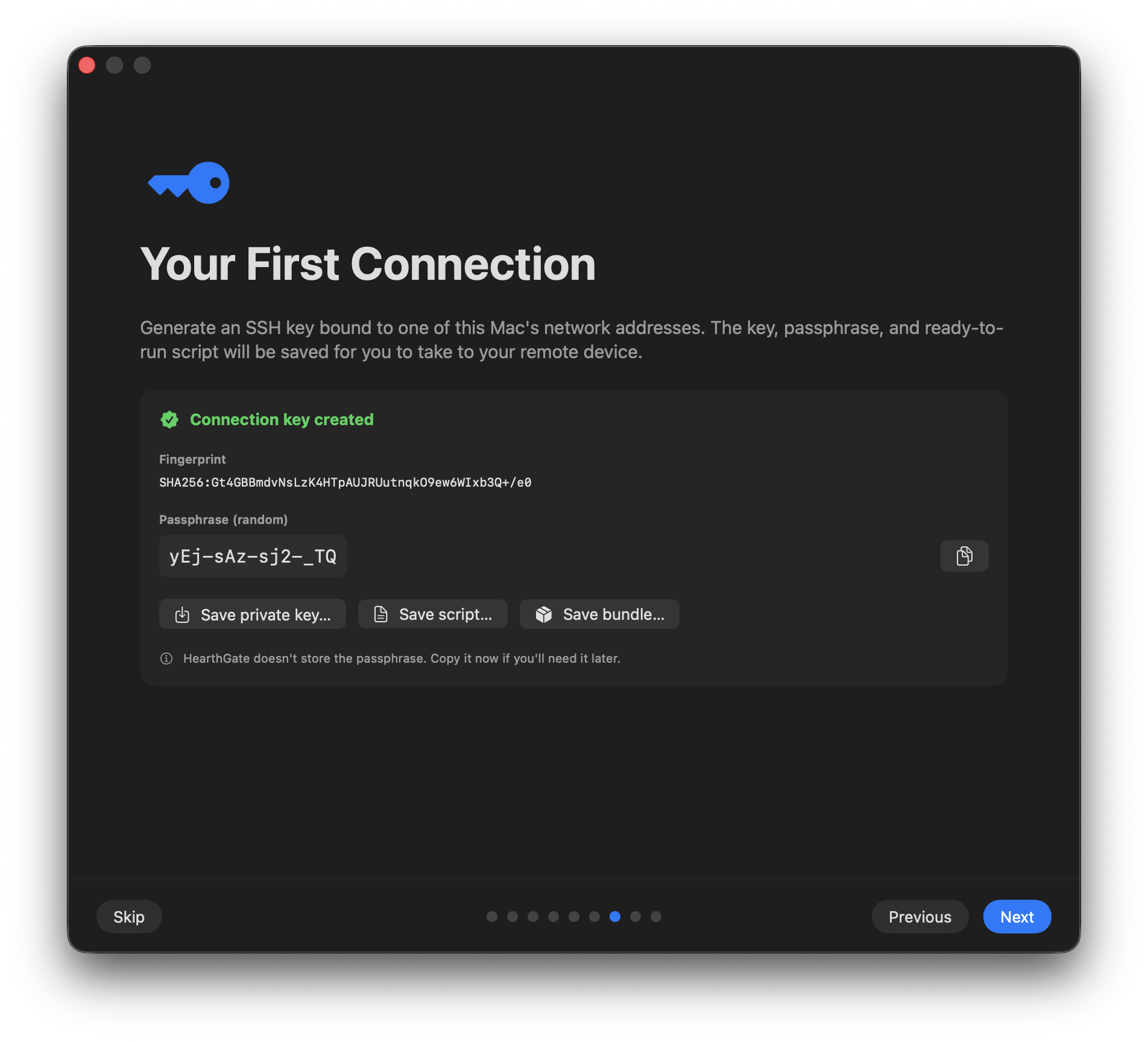 Installation step 8: Save the connection materials